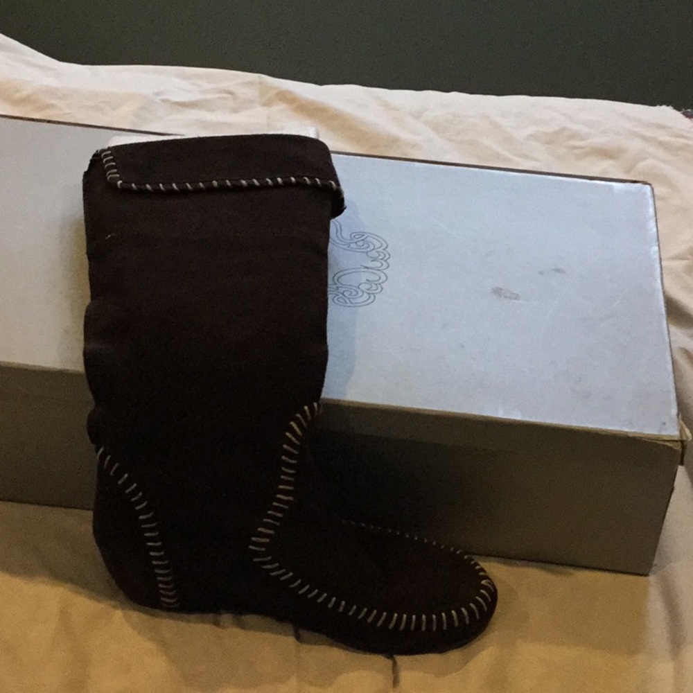 Brown suede boots